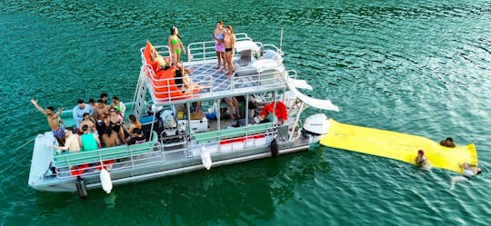 New Double Decker Party Boat w/ 2 Waterslides & Lily Pad Rental in Austin, Texas