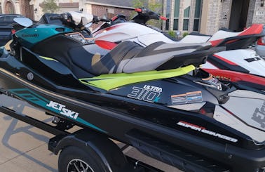 Yamaha and Kawasaki Luxury Supercharged Jet Skis on Lake Texoma