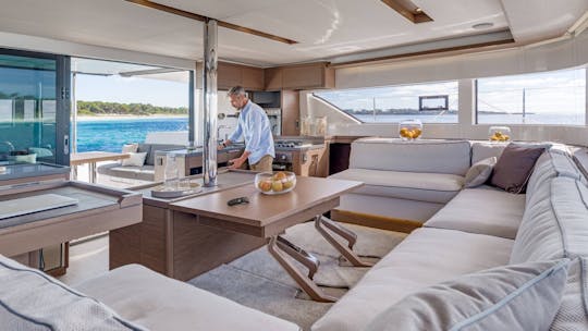 Spacious Lagoon 50 , ideal for cruising along Montenegrin coast.