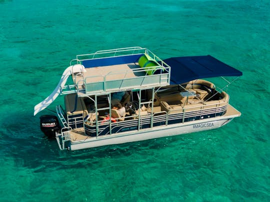 Pontoon  Playa Mujeres boat for day tour with slide