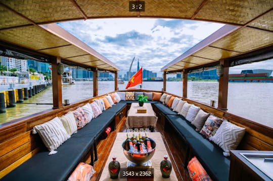 Beautiful wooden open boat for rent in Saigon
