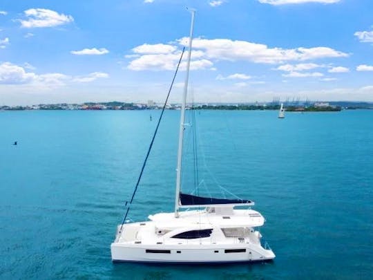 Avalon One - 2016 Leopard Catamaran - Full View of the 48' Catamaran on the Water