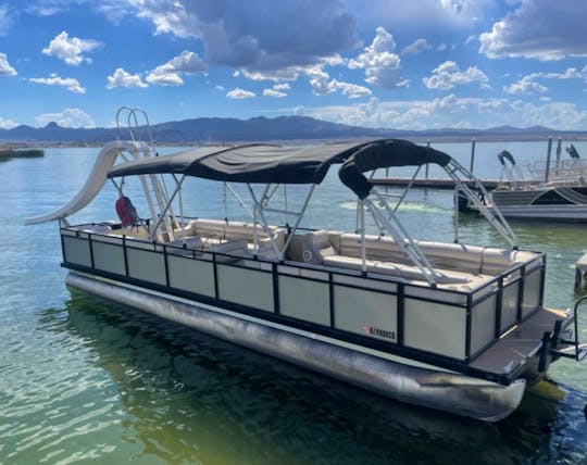 The Outlaw 30ft Party Pontoon - lily pad, bimini, and water slide included!