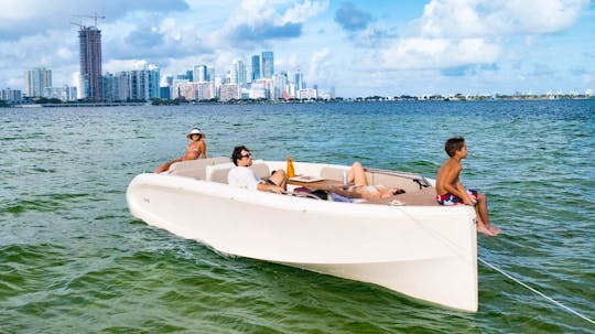 Events in Key Biscayne, Coconut Grove & Brickell with 23ft Rand Electric Boat