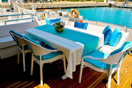 Exclusive 12 Person Motor Yacht Charter on Kundu in Antalya, Turkey!