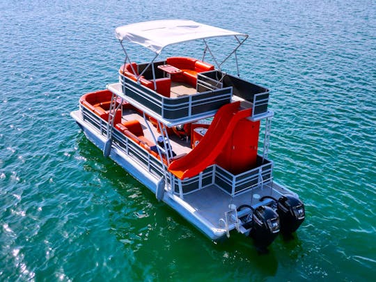 Double Decker Pontoon Boat With Slide- 33'