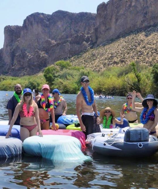 River tubing trip on the salt River Mesa arizona transportation included.