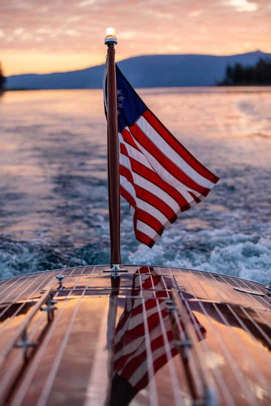 Celebrate the 4th of July form a 34ft Wooden Classic Boat