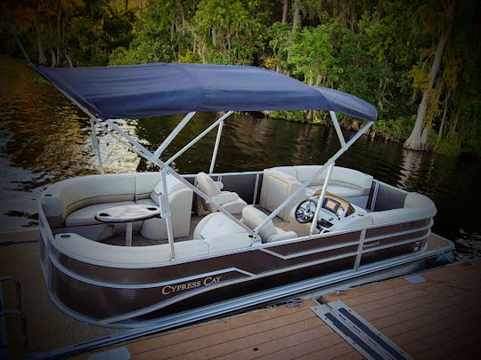 Cypress Tritoon de 23 pies, rápido y supercómodo. Capacidad para 12 personas