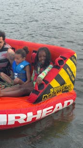 Speed Boat with Tower Rack at Private Dock on Geist Reservoir