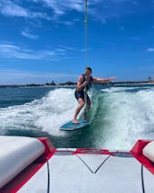 Wakesurfing & Wakeboarding on our 2022 Malibu LSV 23 in Mission Bay and San Diego, Licensed Captain and all equipment included!