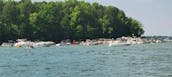 28’ Double Decker Pontoon with Water Slide on Lake Norman