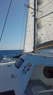 Nautitech 47 Catamaran in Crete. Day trip  until 22p