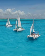 Catmania Sailing Catamarans in Playa Mujeres, Cancun, Mexico.