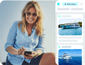 El propietario del barco utiliza la aplicación Getmyboat para gestionar fácilmente sus anuncios