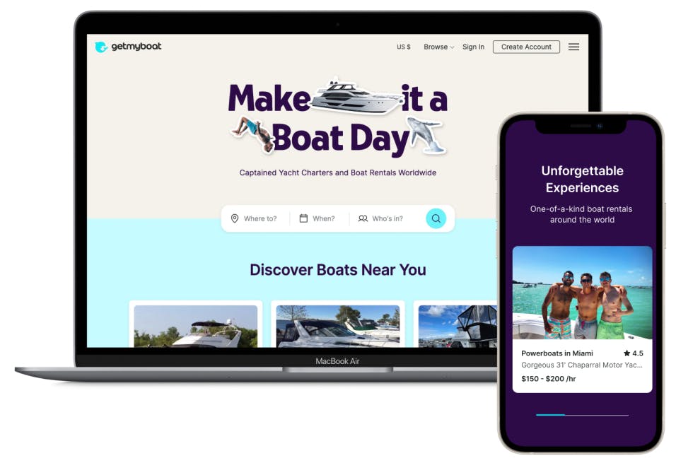 El mercado de Getmyboat ofrece una experiencia fluida en la web y en dispositivos móviles.