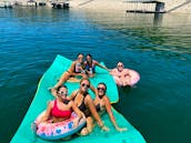 ATX Harris Party Deck Boat Rental on Lake Travis