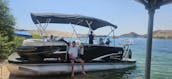 200 HP MERCURY VERADO SPACIOUS 22 FT TRITOON WITH DIVING BOARD & SKI TOWER