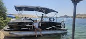 200 HP MERCURY VERADO SPACIOUS 22 FT TRITOON WITH DIVING BOARD & SKI TOWER