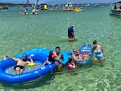 Crab Island Charter- Best time in Destin - Huge speaker, floats, ice, coolers, snorkeling included