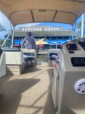 24' Tritoon Bennington with new 175 Hp Suzuki Outboard for rent in Holmes Beach!