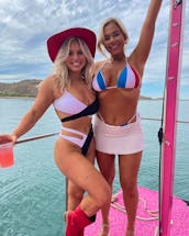 Pink Custom 40ft Party Barge Rental With Captain!! Plan your next event or party!