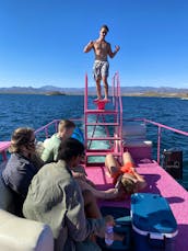 Incredible 40ft Pink Party Barge for 20 People in Peoria, Arizona.