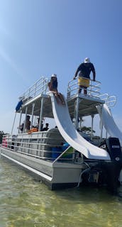 30' Double Decker Tritoon Slide Boat for Destin Florida - Enjoy Crab Island!