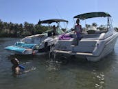 28ft boat with cabin swim platform joy ride to Peanut Island & Sandbar