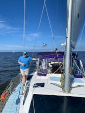 The Licensed Captain of this 42ft Sailboat, provides charters on Chesapeake Bay.